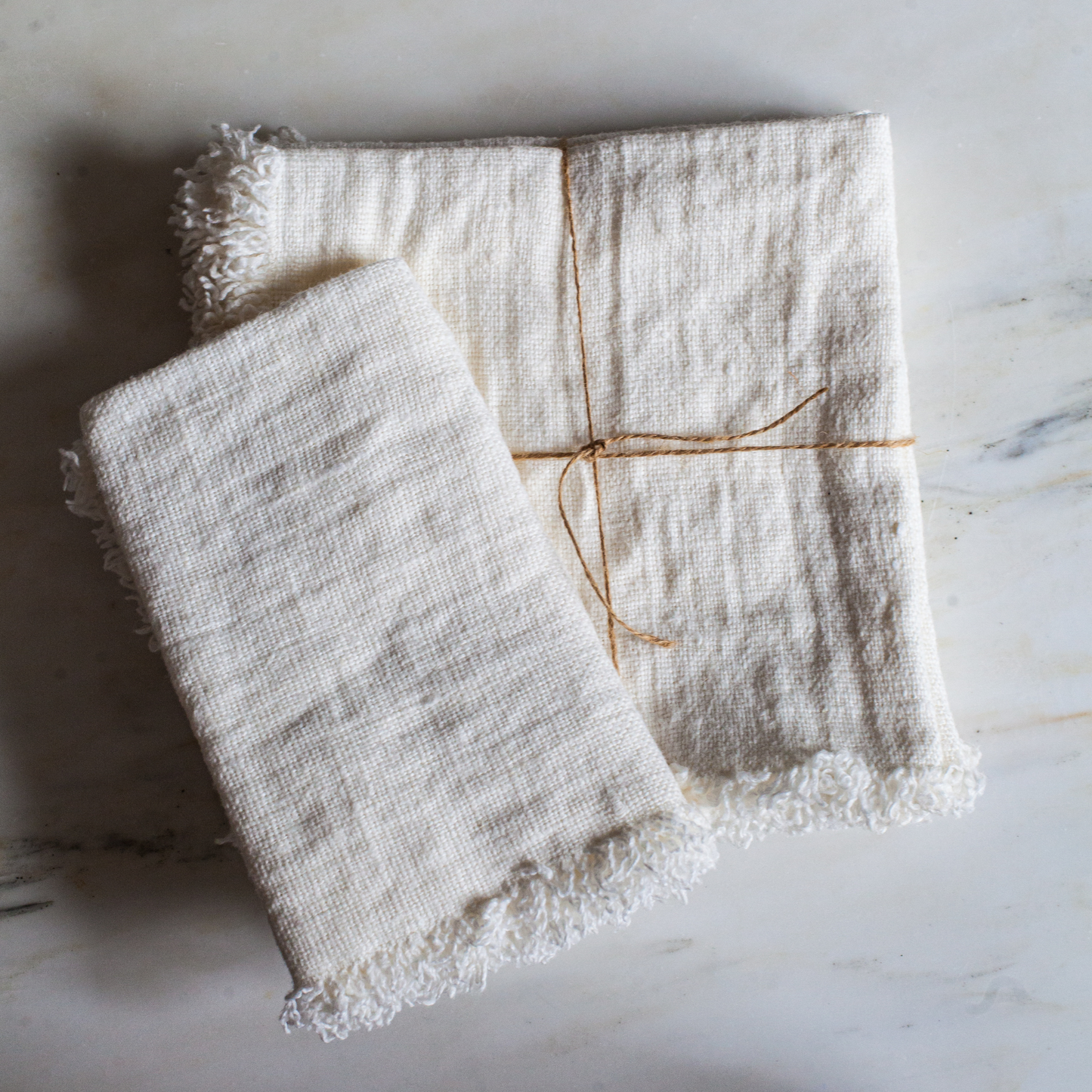 Natural Linen Rustic Burlap Fringe Napkins – set of 4